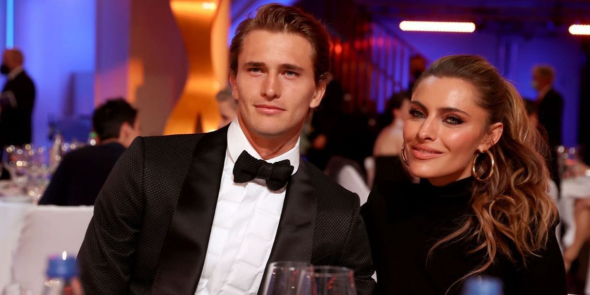 Alexander Zverev and girlfriend Sophia Thomalla pictured at the "Sportler des Jahres" Award 2021
